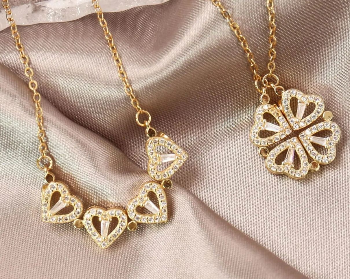 🍀💖 Collar Trébol de Corazones Convertible 4 en 1 💖🍀