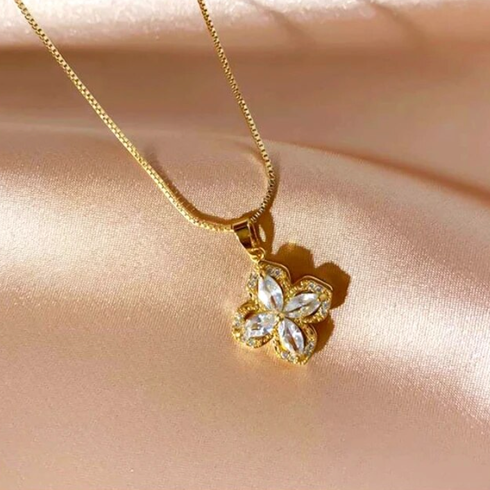 ✨🌸 Collar Flor Giratoria Brillante 🌸✨